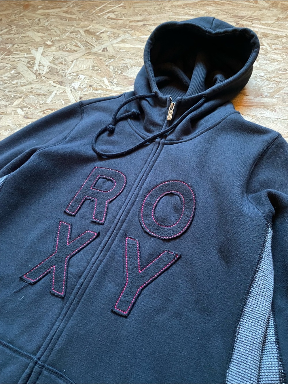Roxy Black Hoodie with Pink Accent Stitching